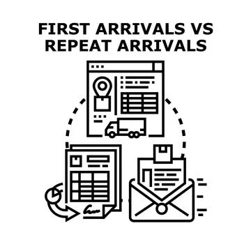 First arrivals versus repeat arrivals business concept Stock Illustration