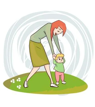 First baby steps mother vector illustration clip art Stock Illustration