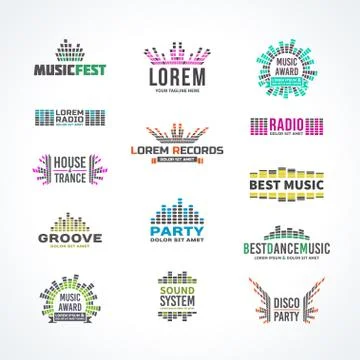 First big set music equalizer emblem vector elements Stock Illustration