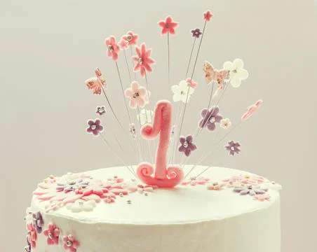 First birthday cake Stock Photos