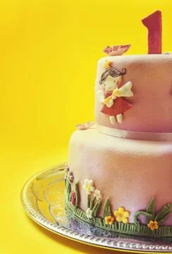 First birthday cake Stockfoto's
