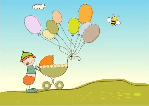 First birthday card Stock Illustration