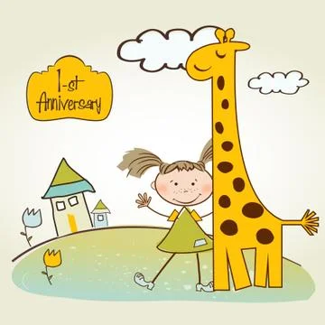 First birthday card Stock Illustration