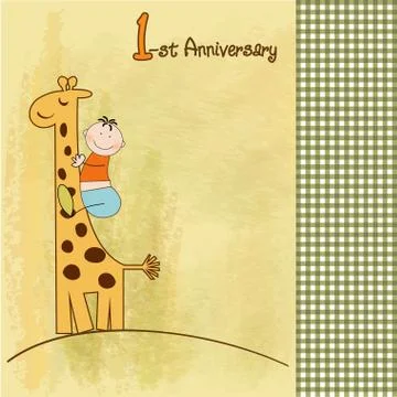 First birthday card Stock Illustration