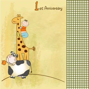 First birthday card Stock Illustration