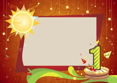 First birthday frame Stock Illustration