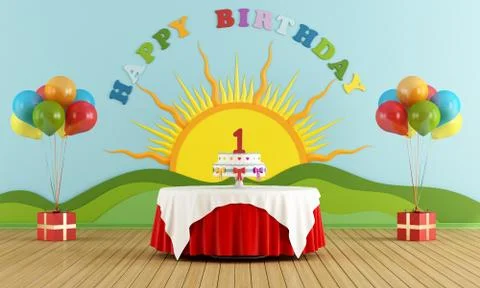 First Birthday party Stock Illustration