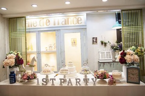 First birthday party table Stock Photos