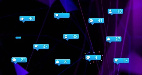 First blue bubble popping corner, spawning icons, counts rising, showing Stock Footage 334177920