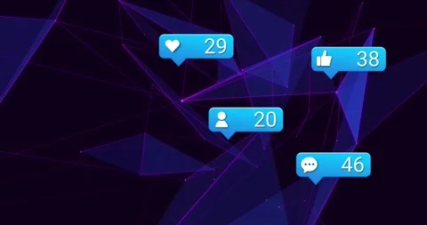 First blue notification appearing lower-right, bubbles popping, counts rising, Stock Footage 329533840