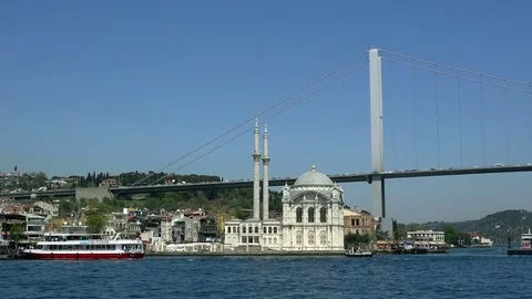 First Bosphorus Bridge, sunny day Stock Footage 75169129