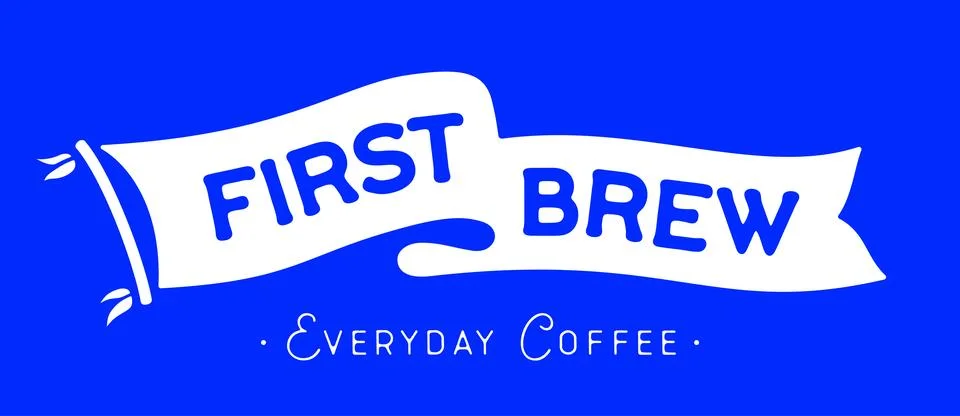 First Brew. Flag ribbon template 스톡 일러스트