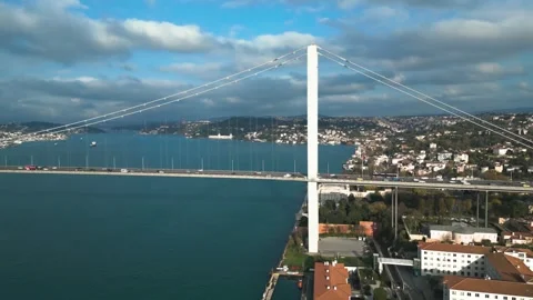 First Bridge Across the Bosphorus Strait in Istanbul Stock Footage 273210357