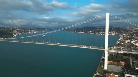 First Bridge Across the Bosphorus Strait in Istanbul Stock Footage 273210985