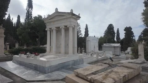 First Cemetery of Athens - Neoclassical Tomb Exterior. Video stock 327770495