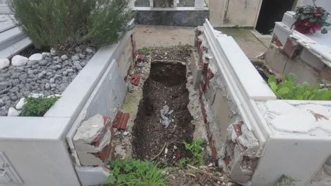 First Cemetery of Athens - Open Grave and Tombs. Stock Footage 327770385