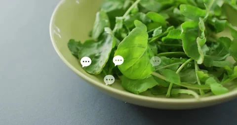 First chat bubble fading near leaf, bubbles clustering, shifting around greens, Stock Footage 320506278
