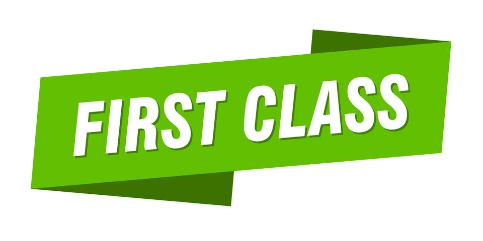 First class banner template. first class ribbon label sign 스톡 일러스트