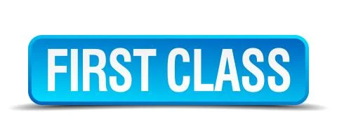 First class blue 3d realistic square isolated button 스톡 일러스트