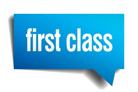 First class blue 3d realistic paper speech bubble 스톡 일러스트