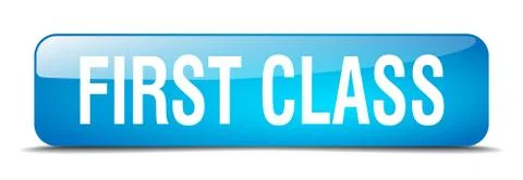 First class blue square 3d realistic isolated web button 스톡 일러스트