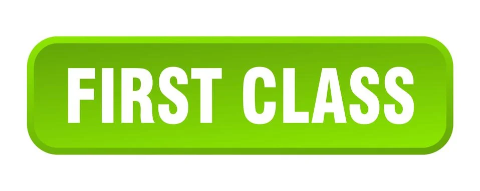 First class button. first class square 3d push button 스톡 일러스트