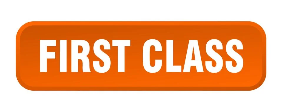 First class button. first class square 3d push button 스톡 일러스트