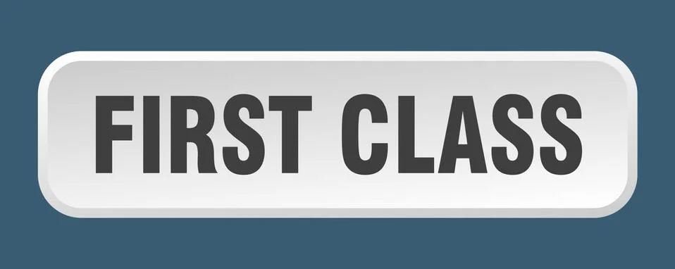 First class button. first class square 3d push button 스톡 일러스트