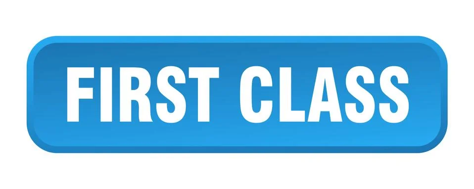First class button. first class square 3d push button 스톡 일러스트