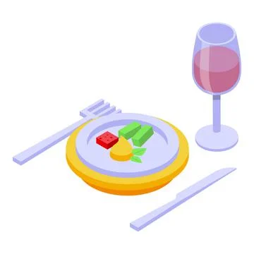 First class flight dinner icon isometric vector. Travel schedule Illustrazione stock