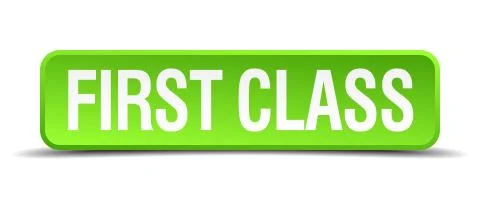 First class green 3d realistic square isolated button 스톡 일러스트