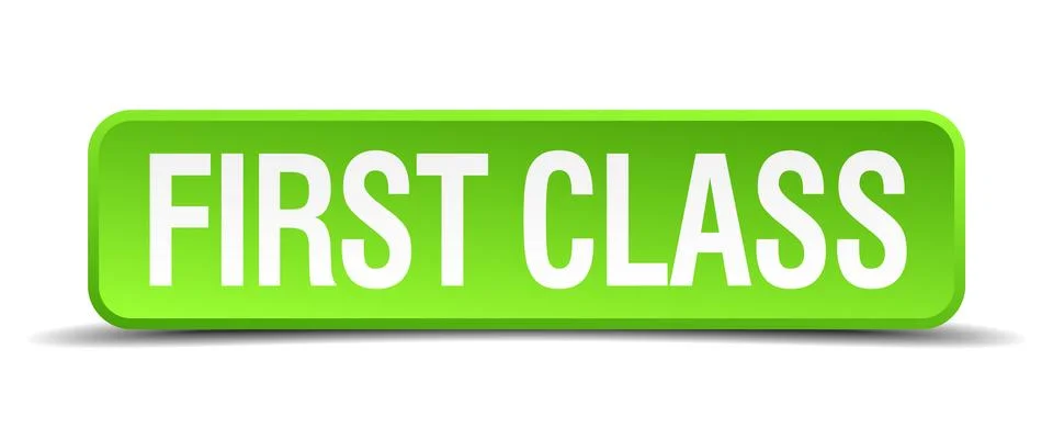 First class green 3d realistic square isolated button 스톡 일러스트