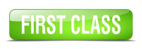 First class green square 3d realistic isolated web button 스톡 일러스트