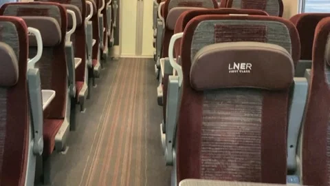 First class interior of Azuma passenger train Stock Footage 281255875