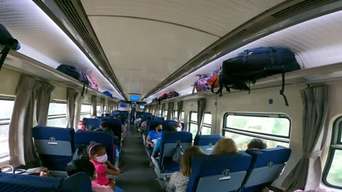 First Class Luxury Train Cabin Interior Passengers Traveling Sri Lanka Stock Footage 191023919