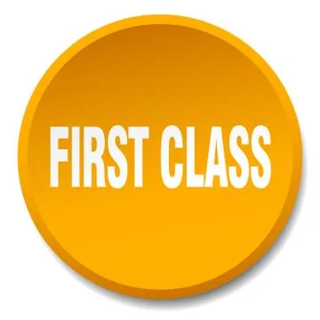 First class orange round flat isolated push button 스톡 일러스트