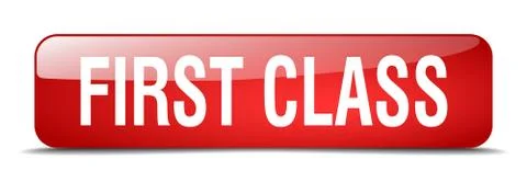 First class red square 3d realistic isolated web button 스톡 일러스트