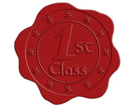 First class red wax seal Stock Illustration
