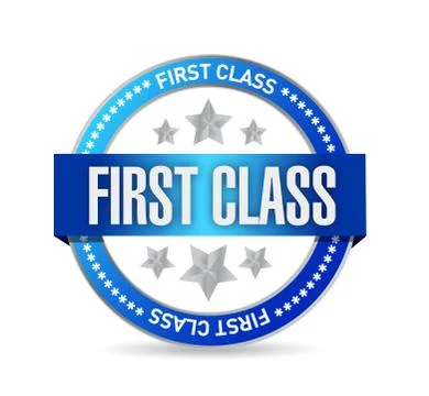 First class seal stamp illustration design over a white background Ilustração Stock