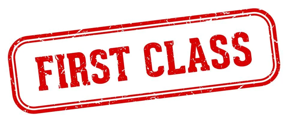 First class stamp. first class rectangular stamp on white background イラスト素材