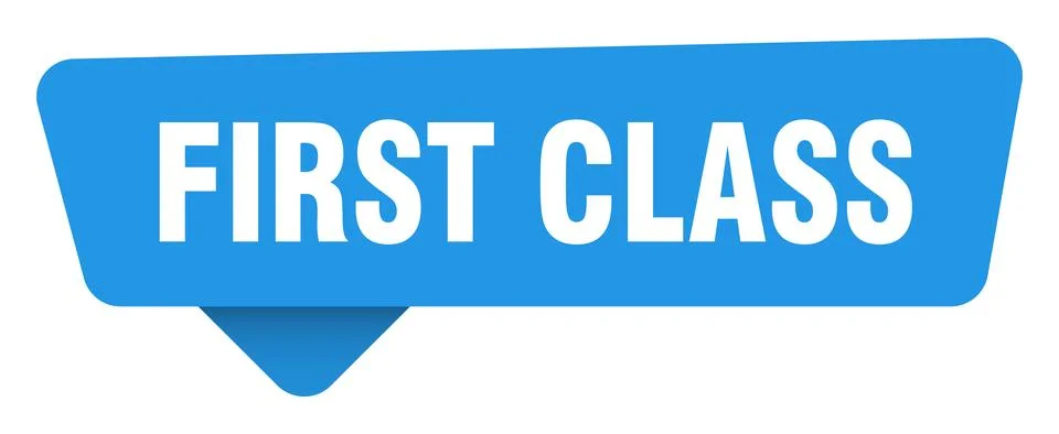 First class sticker. first class blue sign isolated on transpatent background Stock Illustration