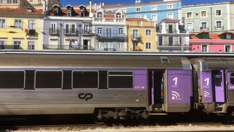 First Class Travel Train Parked In City of Lisbon Stock Footage 72685947