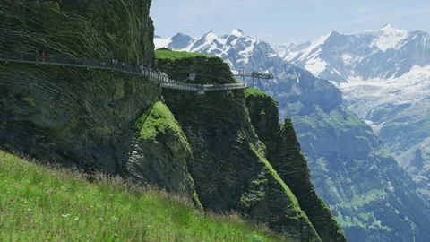 First Cliff Walk, Grindelwald First Stock Footage 219707884