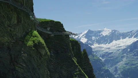 First Cliff Walk at Grindelwald First Stock Footage 219709007