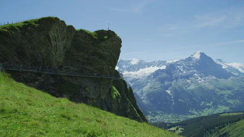 First Cliff Walk at Grindelwald First Stock Footage 219709258