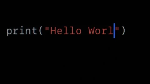 The first code in teaching programming, Hello World Stock Footage 246737896