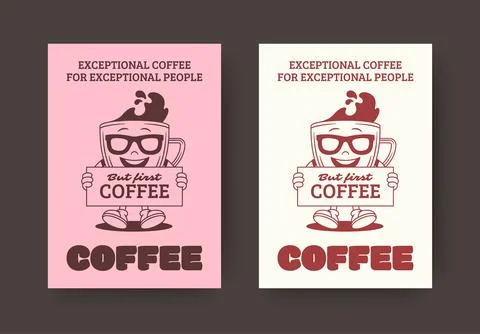 But First Coffee Flyer Vector Template For Funny Coffee Quote Decor Stock Illustration