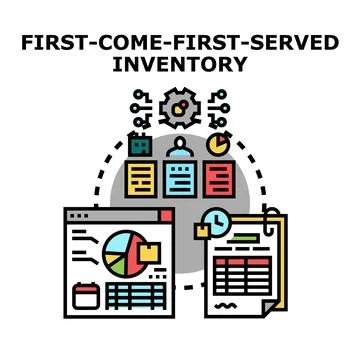 First come first served inventory management concept Stock Illustration