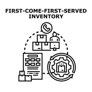 First come first served inventory management system concept Illustrazione stock