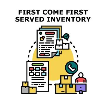 First come first served inventory management process Stock Illustration